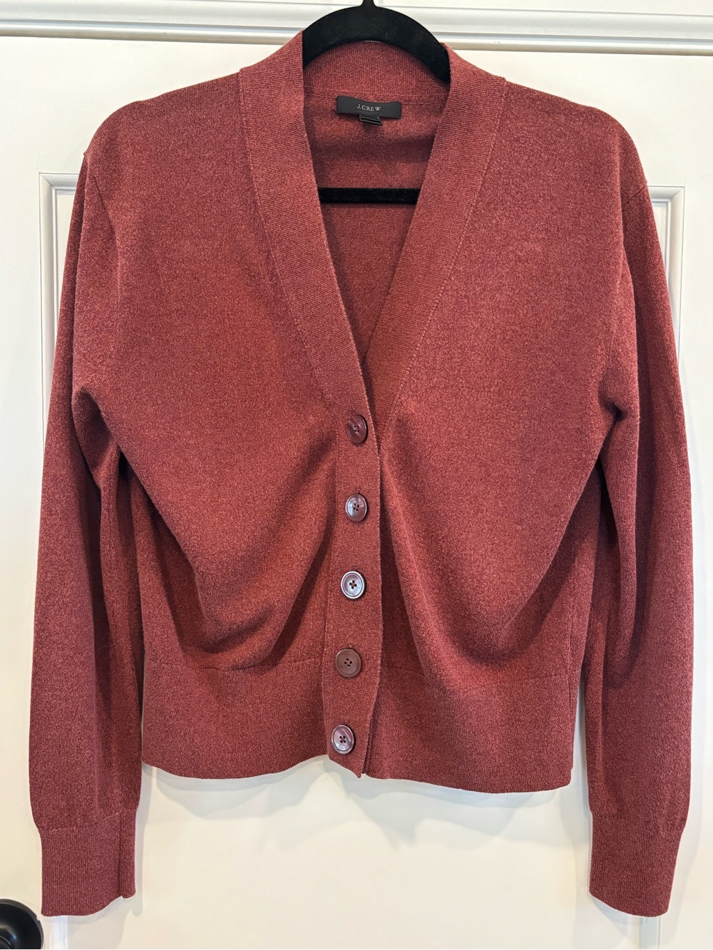 J. Crew Women’s Burgundy V-Neck Crop Cardigan Sweater | Medium